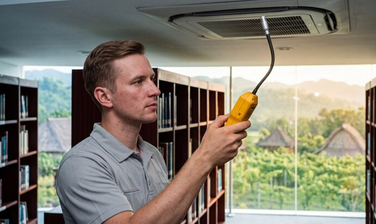 Indoor Air Quality Testing 2 - ETC of Kentucky Radon testing device placed for an assessment